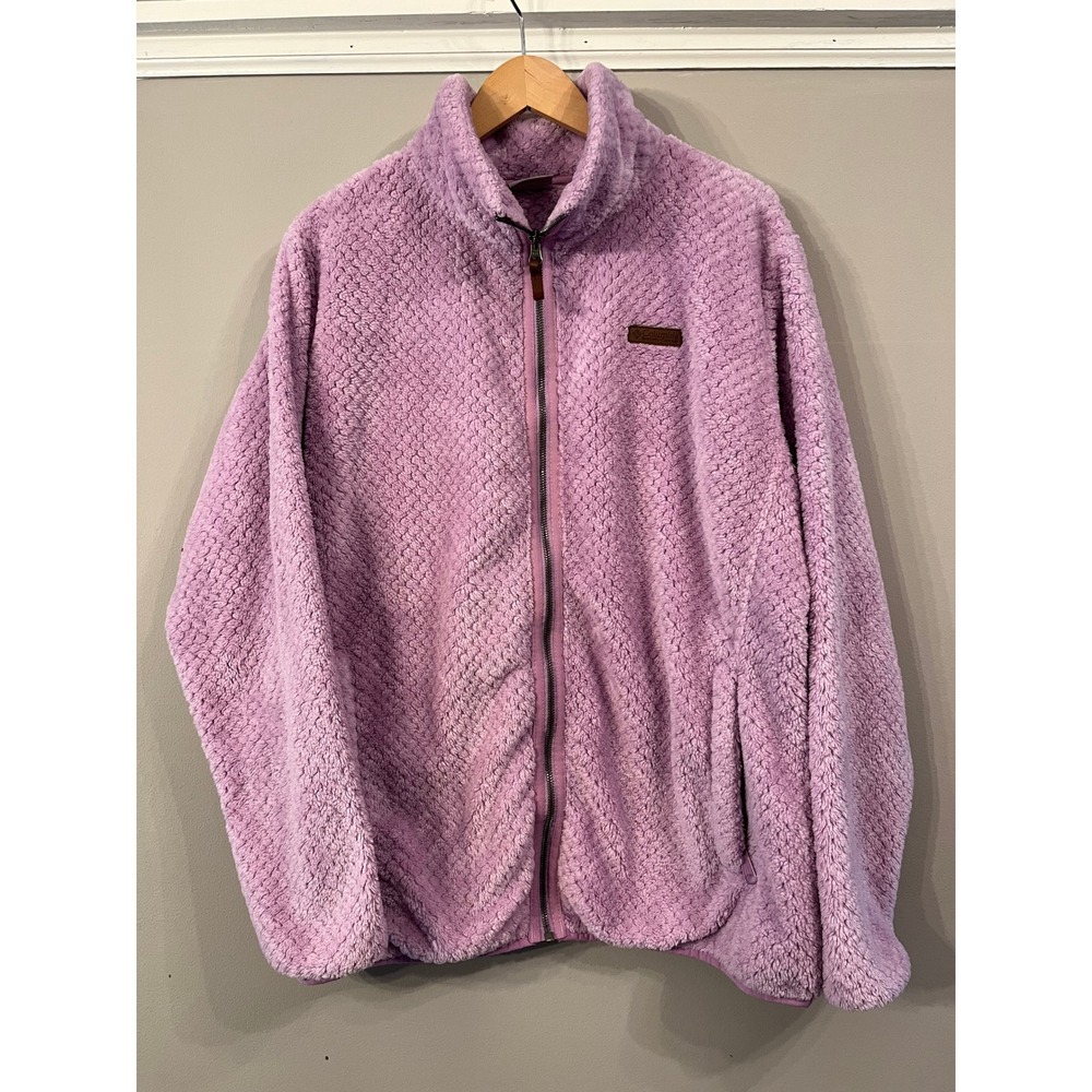 Columbia Fire Side II Sherpa Full Zip Fleece Jacket Orchid Purple Womens 1X